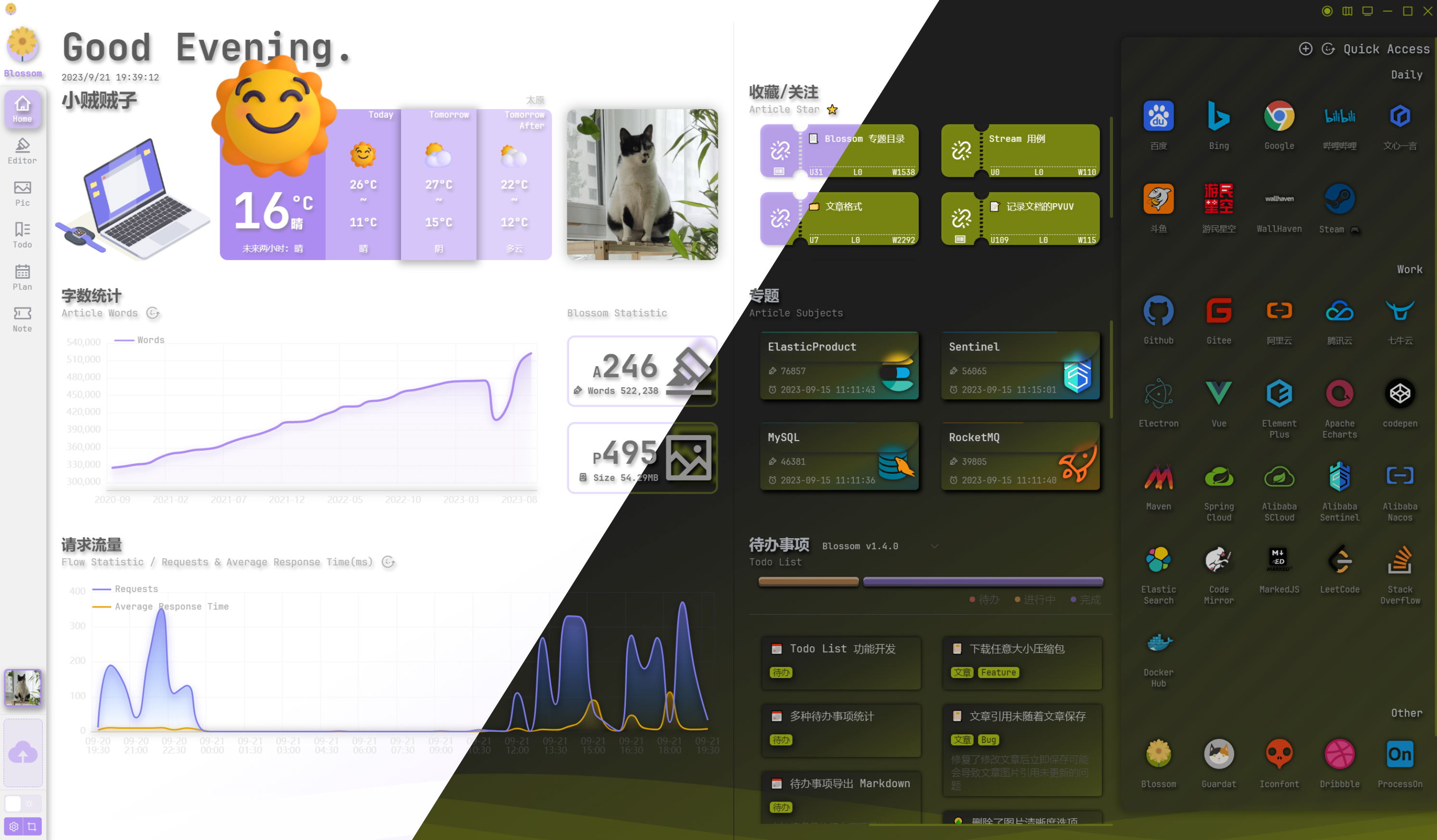 Blossom 一个支持私有部署的云端存储双链笔记软件