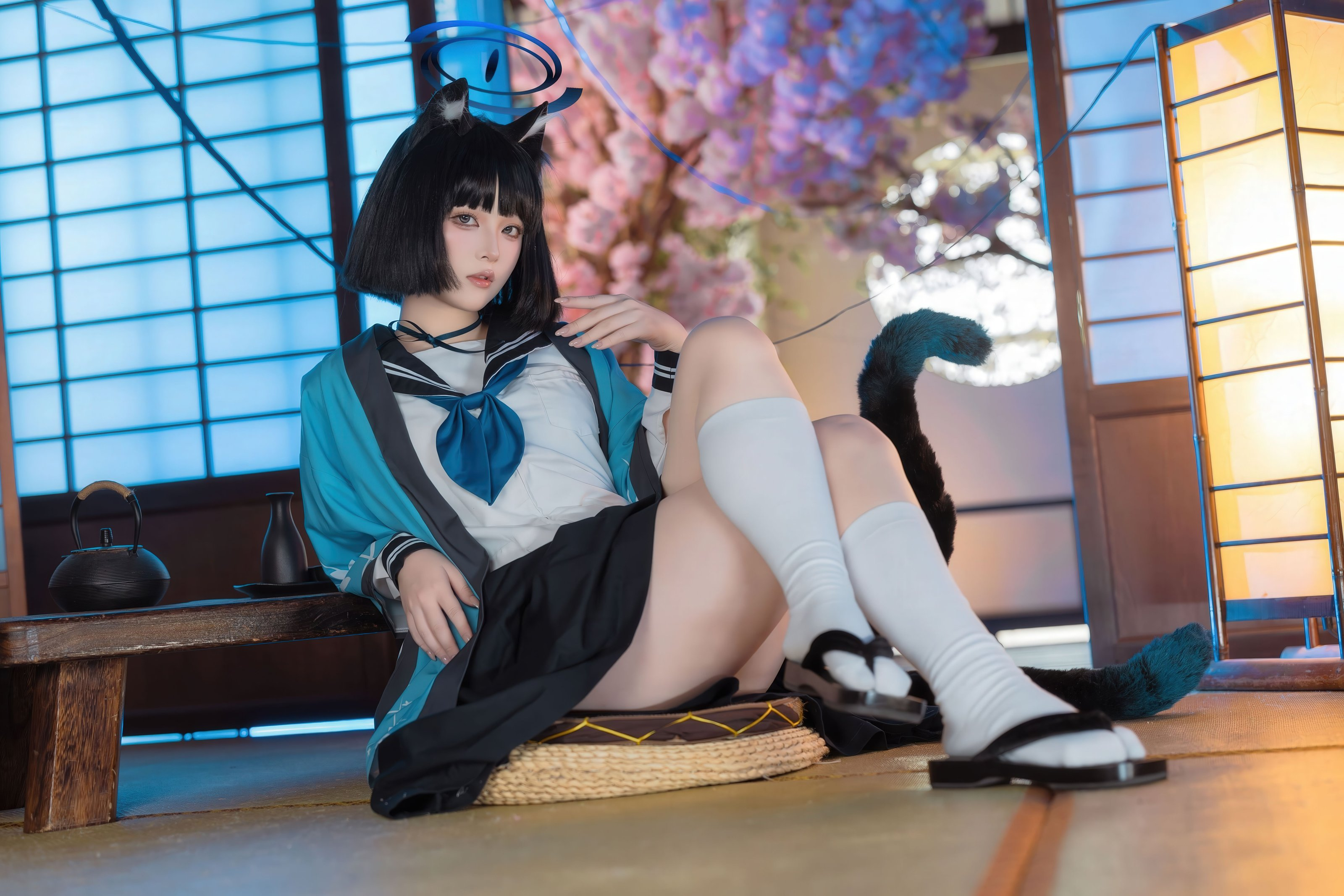 屿鱼Yukako 蔚蓝档案 桐生桔梗，摄影师镜头下夏日海风与学院制服的浪漫邂逅